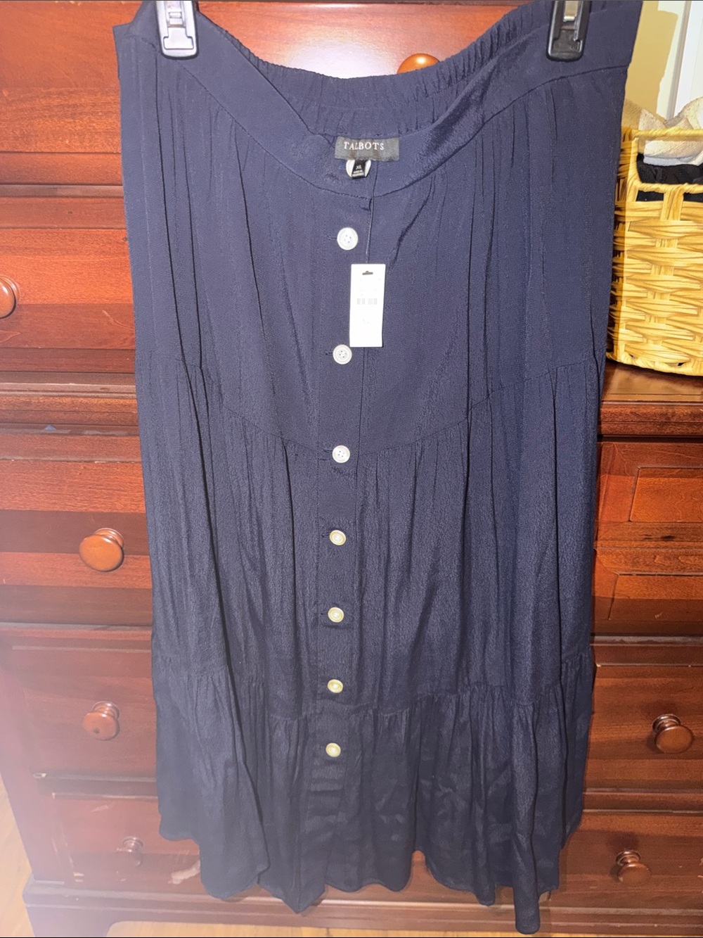 Talbots Navy Button-Front Maxi Skirt